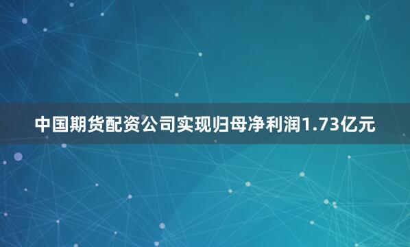 中国期货配资公司实现归母净利润1.73亿元